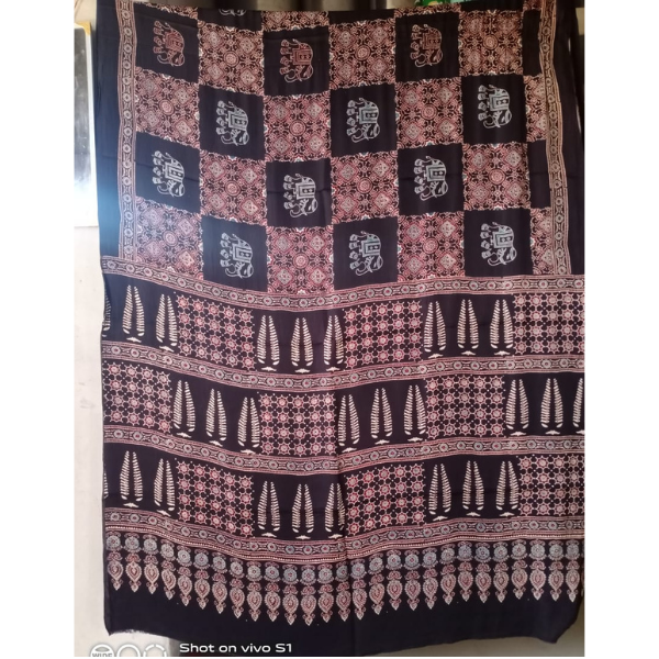 Ajrakh Block print Saree 